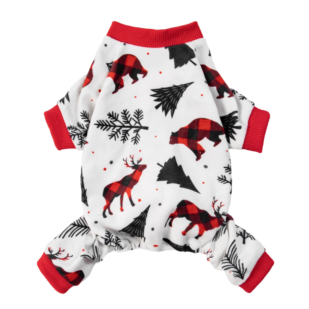 Fitwarm Reindeer Dog Pajamas front view for festive photos and cozy wear