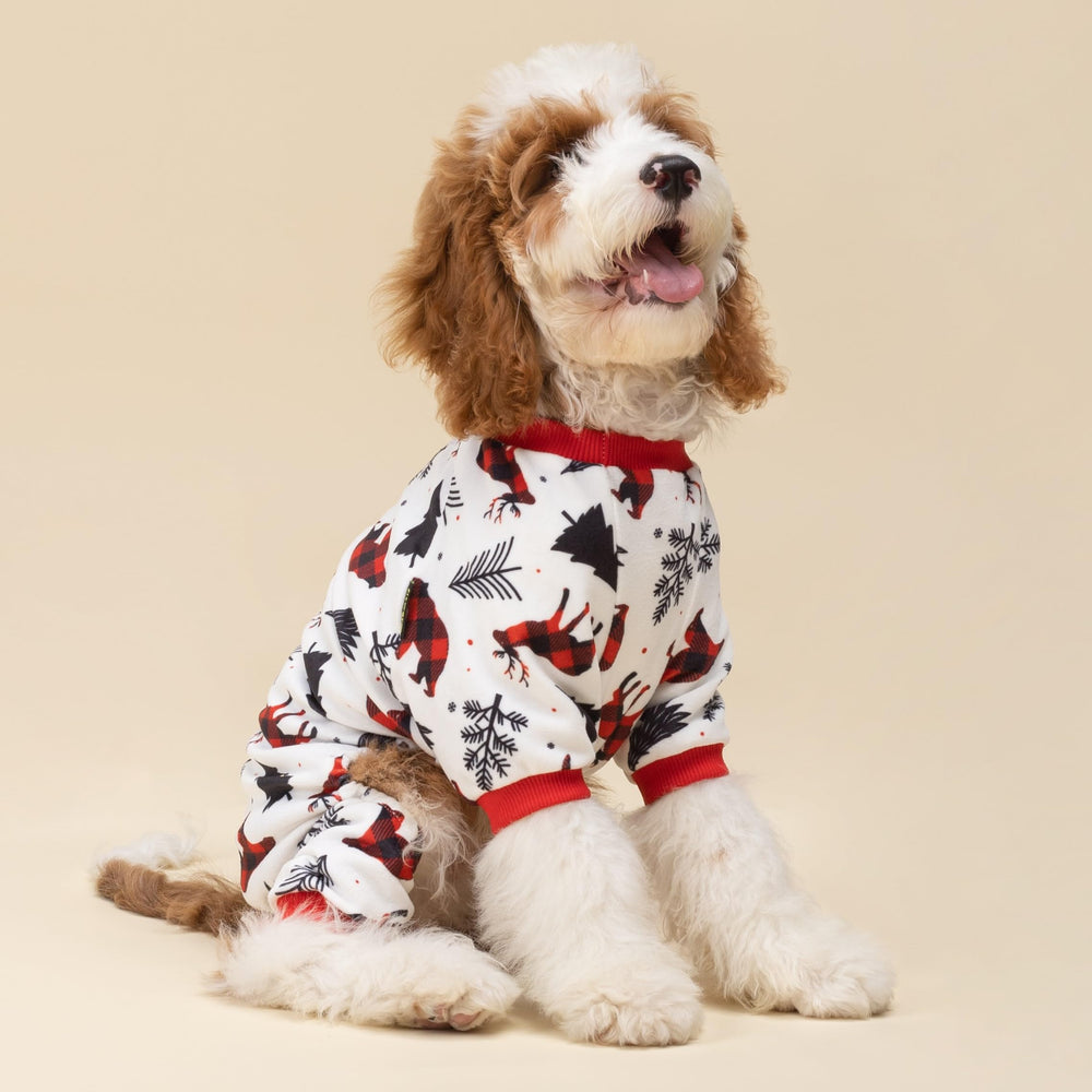 Fitwarm Reindeer Dog Pajamas side view showing full-body coverage