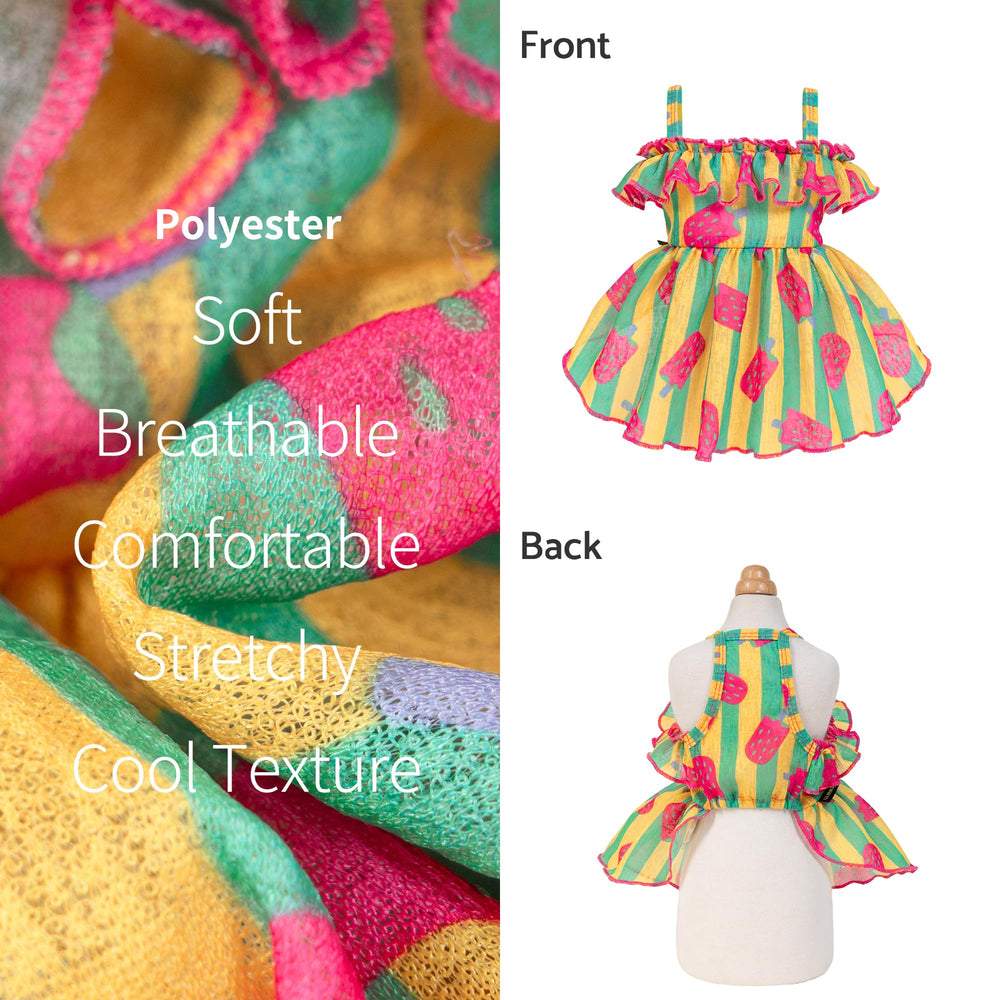 Fitwarm Strawberry Ice Pop Dress easy on/off design for quick potty breaks.
