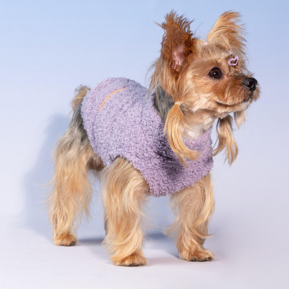 Fitwarm striped fleece dog sweater texture close-up reveals plush knit and durability