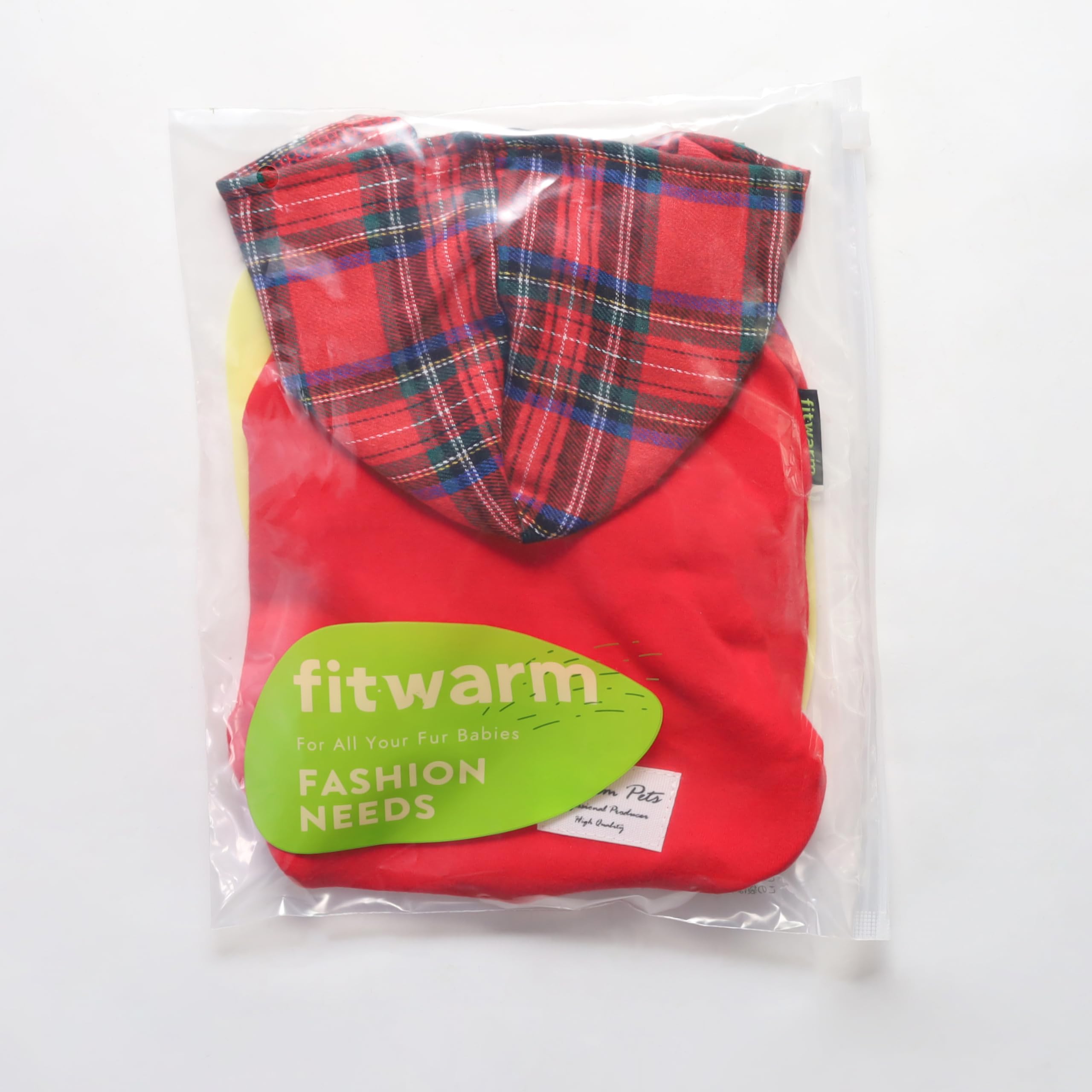 Fitwarm tartan plaid dog hoodie festive wear for holidays and outings