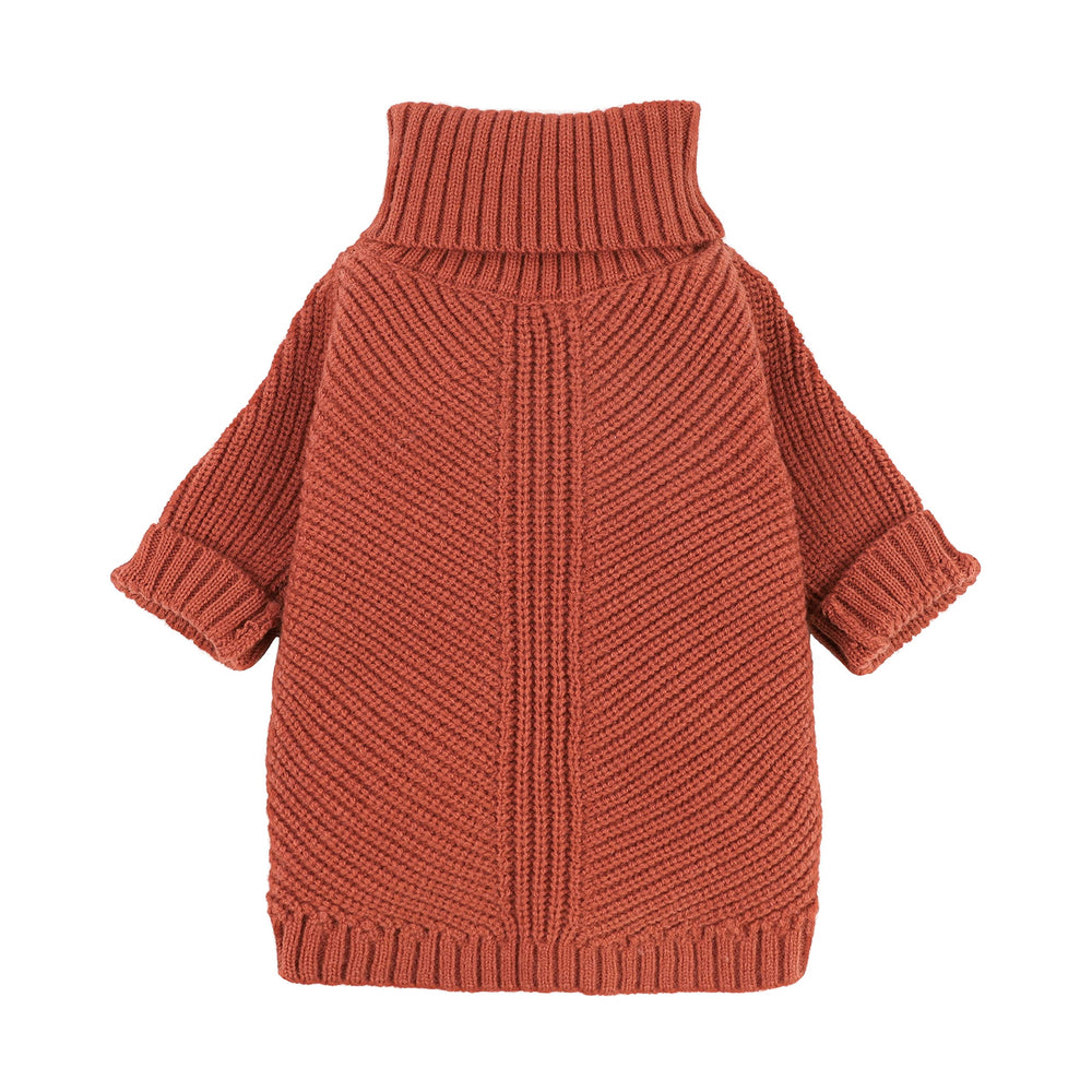 Fitwarm thermal knitted dog sweater back view offers cozy warmth for winter outings.