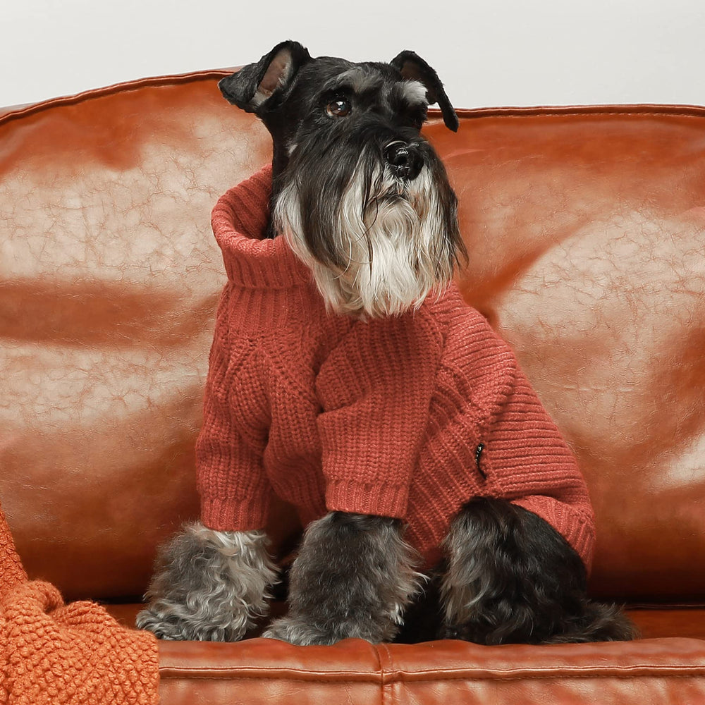 Fitwarm thermal knitted dog sweater pullover design simplifies easy on-off for walks.