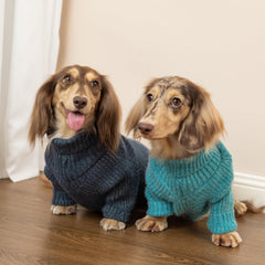 Fitwarm turtleneck knit dog sweater side view highlights snug small breed fit