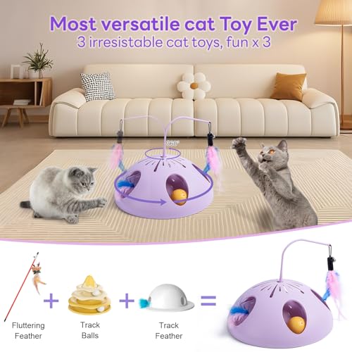 FITWOWFIT rotating-track-ball highlights ball play that enhances paw coordination and curiosity.