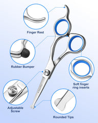 Fiurfiy 6-in-1 straight scissor for even trims on pets.