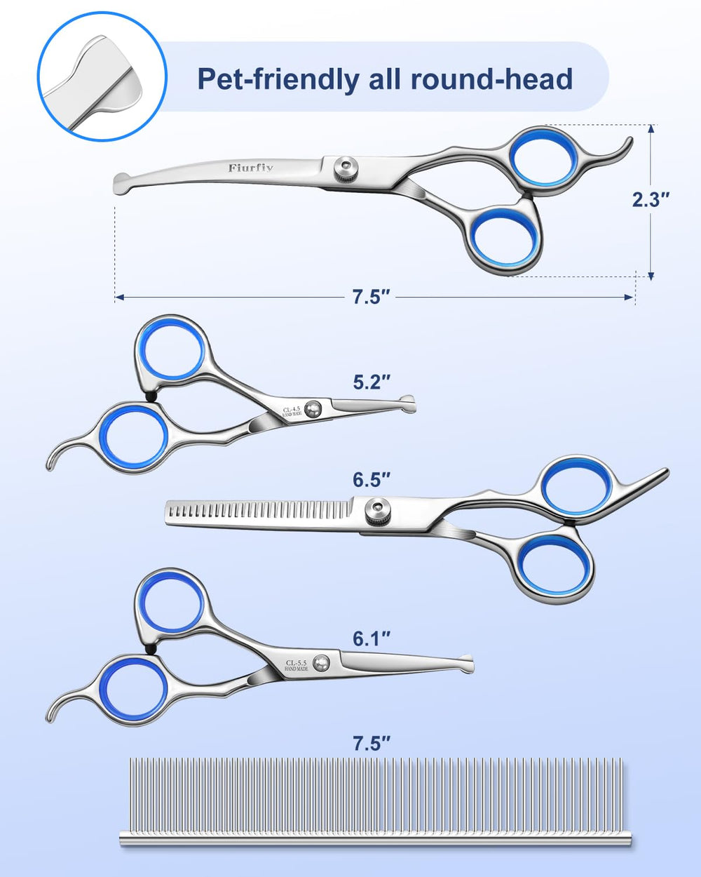 Fiurfiy 6-in-1 thinning scissor for gentle fur texture control.