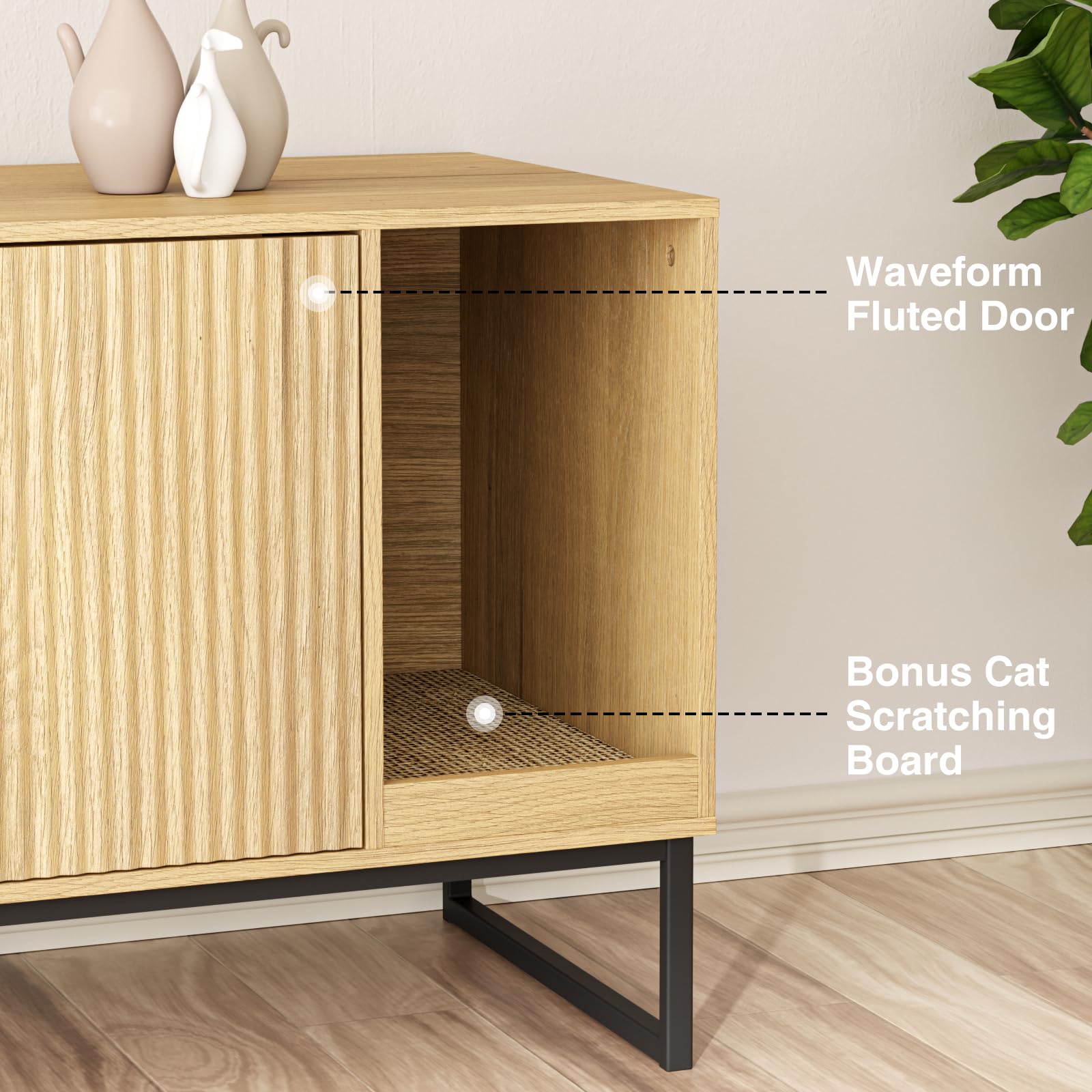 FiveWillowise cat litter enclosure with wooden legs providing sturdy support and modern look