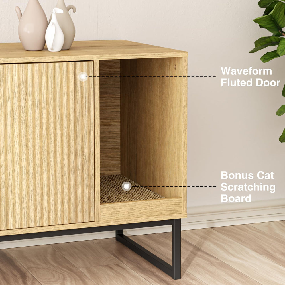 FiveWillowise cat litter enclosure with wooden legs providing sturdy support and modern look