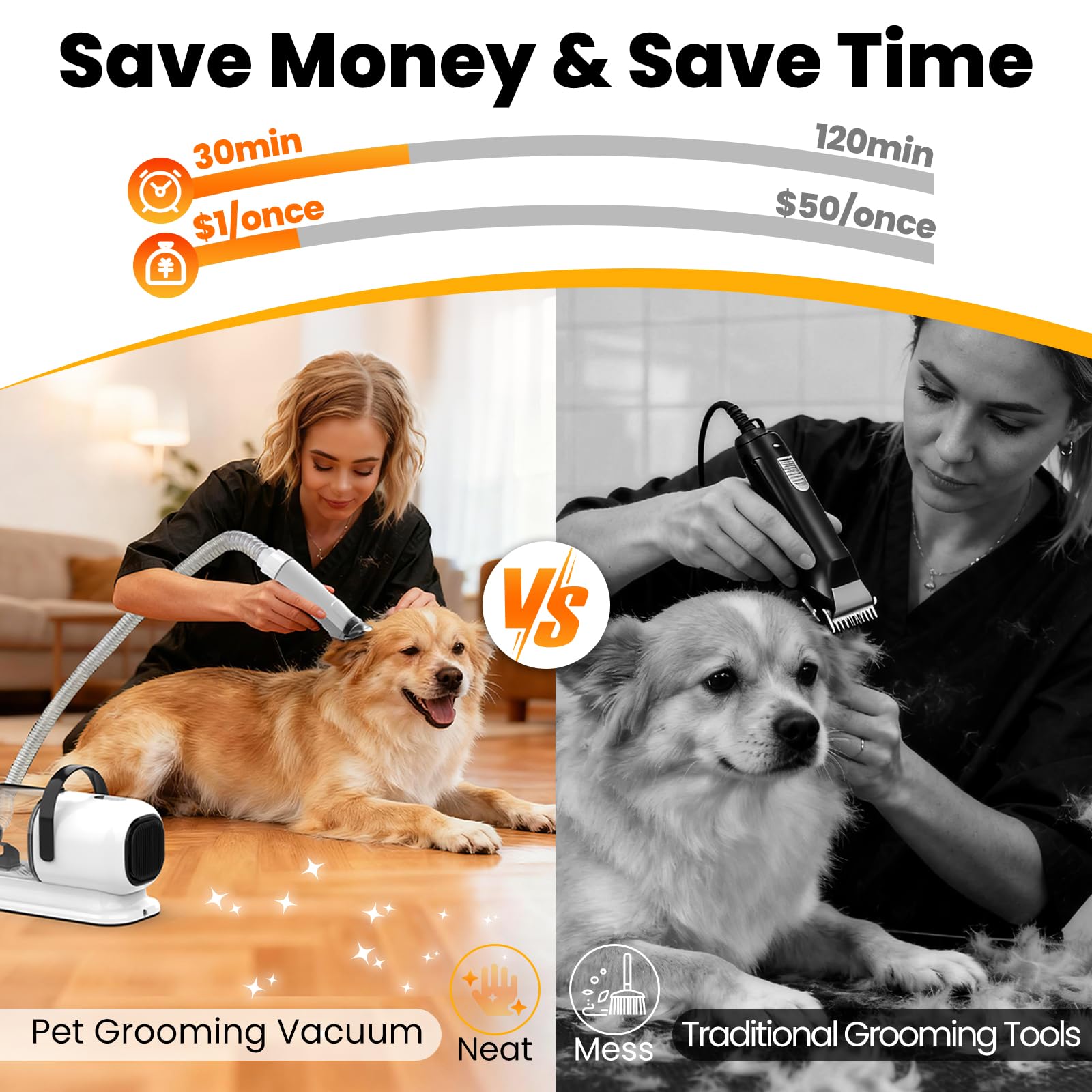 FIXR Dog Grooming Vacuum clippers with length-combs for precise trimming.