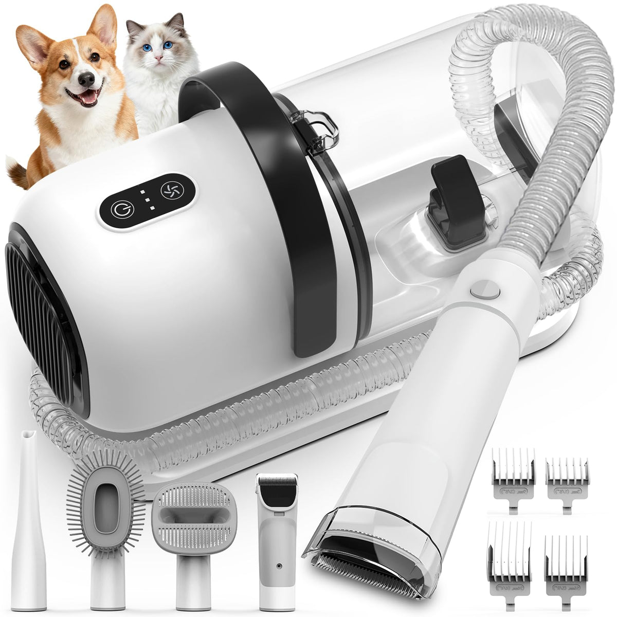 FIXR Dog Grooming Vacuum front view with 12000Pa suction for efficient fur pickup.