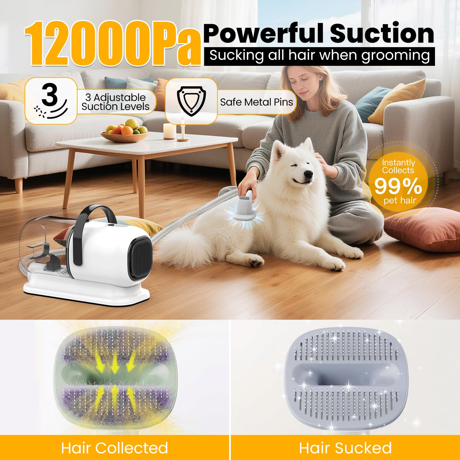 FIXR Dog Grooming Vacuum side view showing packaging for multi-pet households.