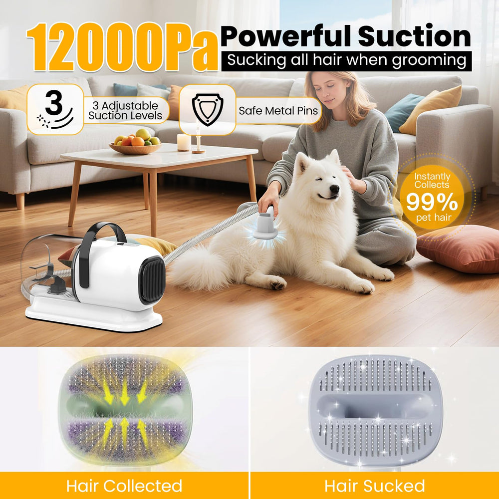 FIXR Dog Grooming Vacuum side view showing packaging for multi-pet households.