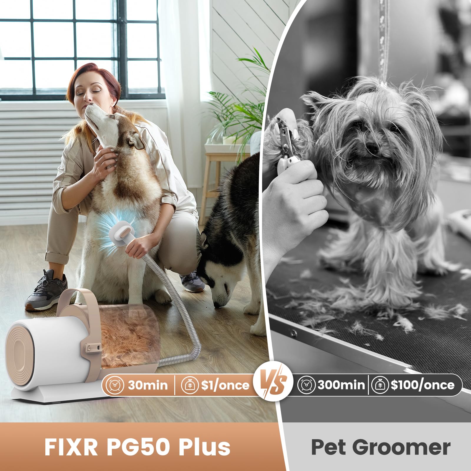 FIXR four combs for different hair lengths during grooming