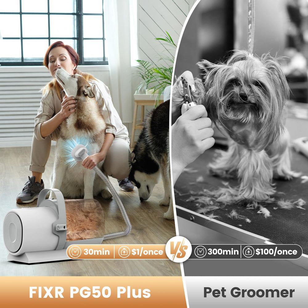 FIXR removable dust cup lid allows quick mess-free emptying after grooming.