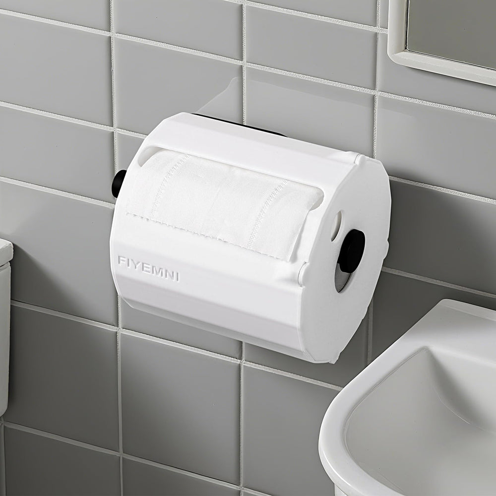 FIYEMNI installation steps show securing guard to toilet paper holder