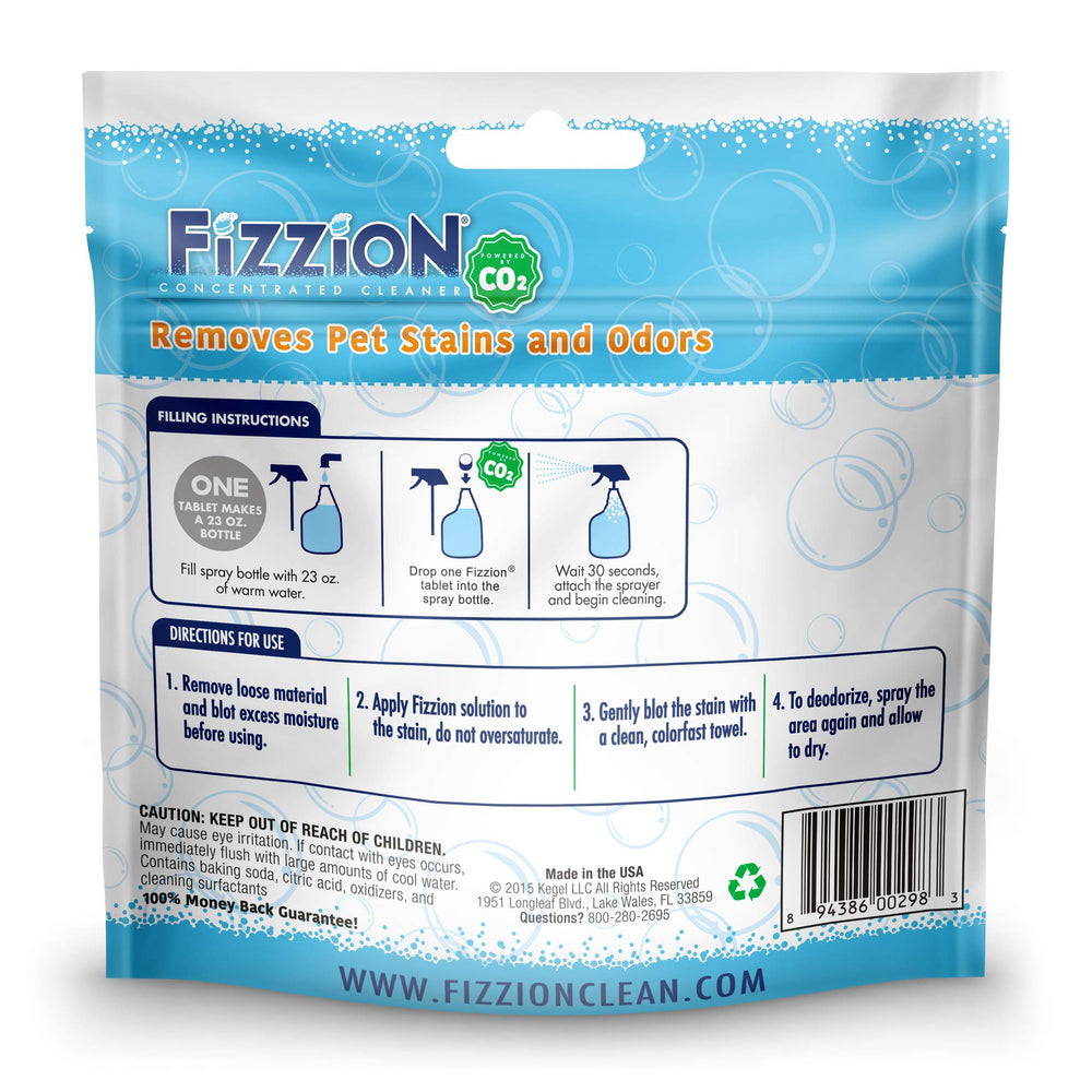 Fizzion Original tablet dissolving in water to activate cleaning power