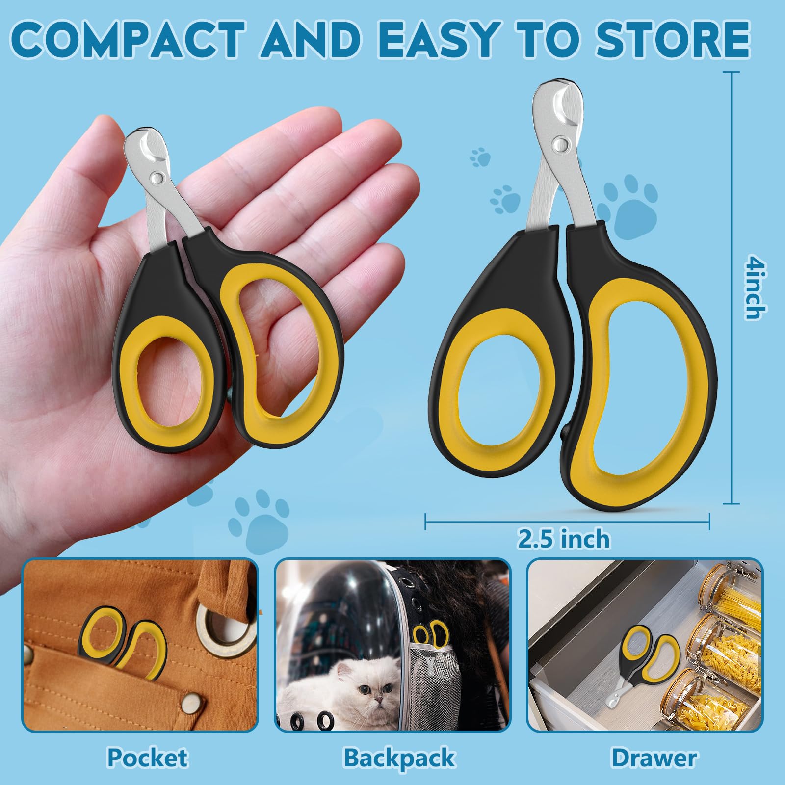 FJCTER cat nail clippers flat-tip blade for versatile trims.