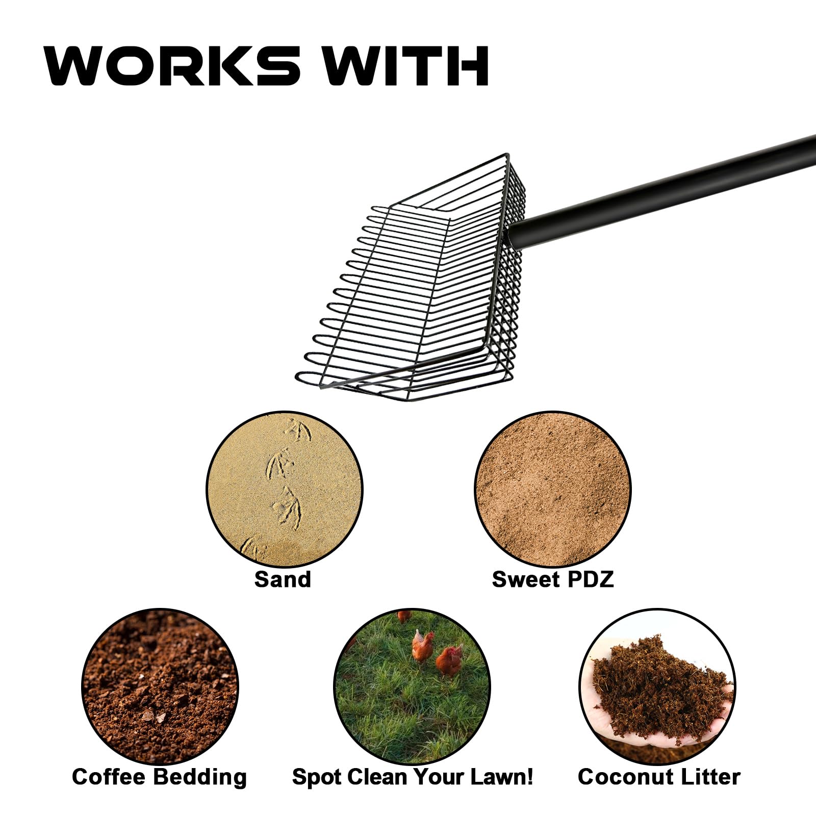FKXQJS stainless steel handle extended for comfortable cleaning.