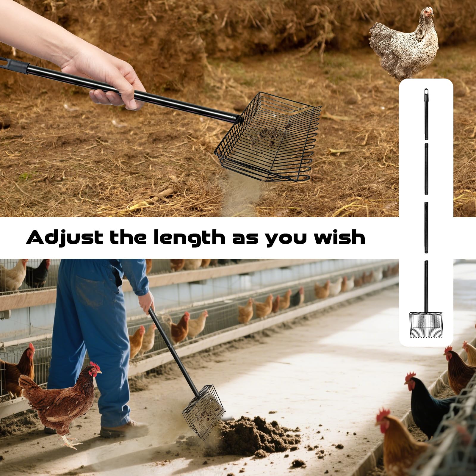 FKXQJS wide rake head covers large coop areas.