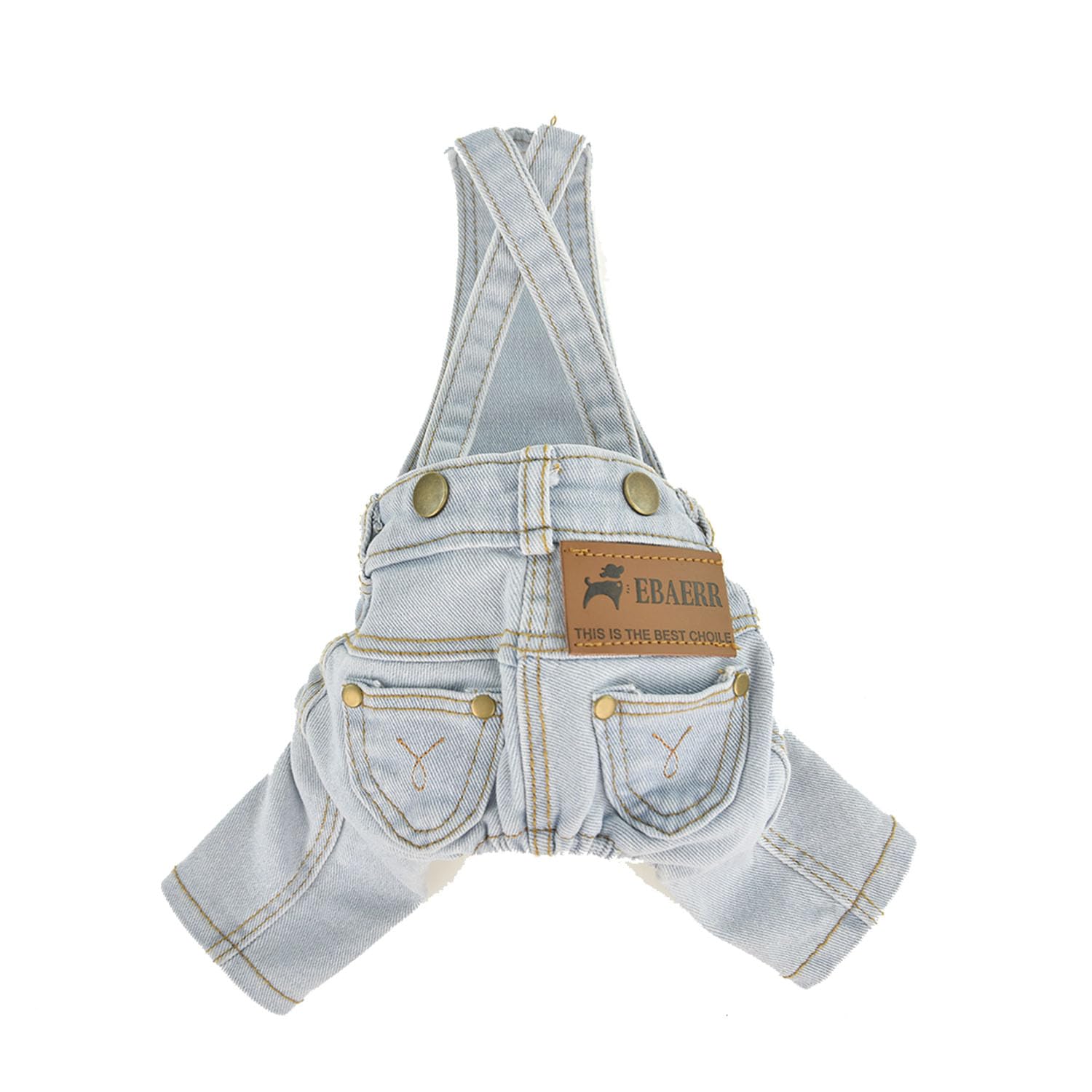 FLAdorepet classic denim jumpsuit front view for stylish daily wear and photos