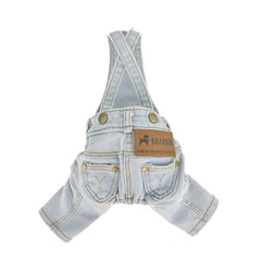 FLAdorepet classic denim jumpsuit front view for stylish daily wear and photos