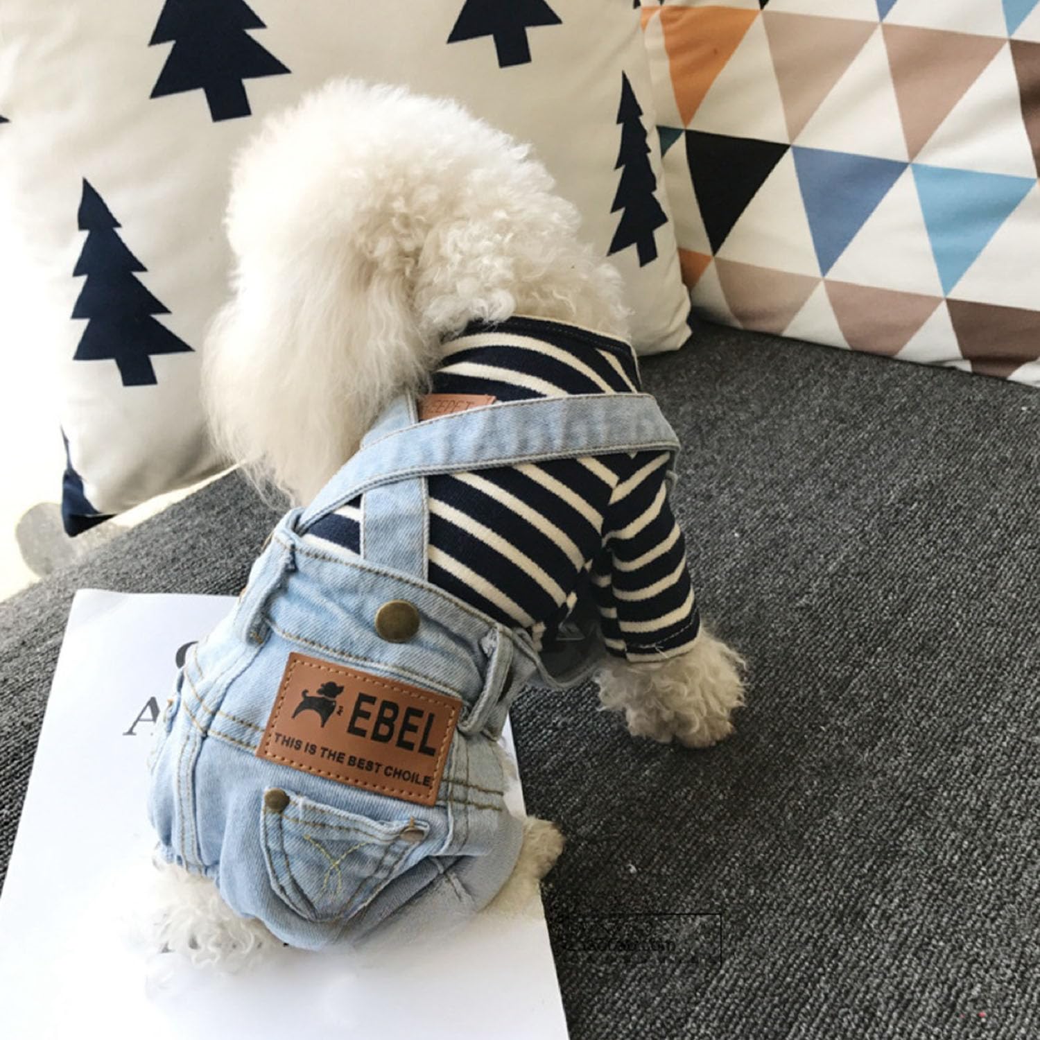 FLAdorepet size guide for denim jumpsuit helps in choosing the right fit for 6-8 lbs
