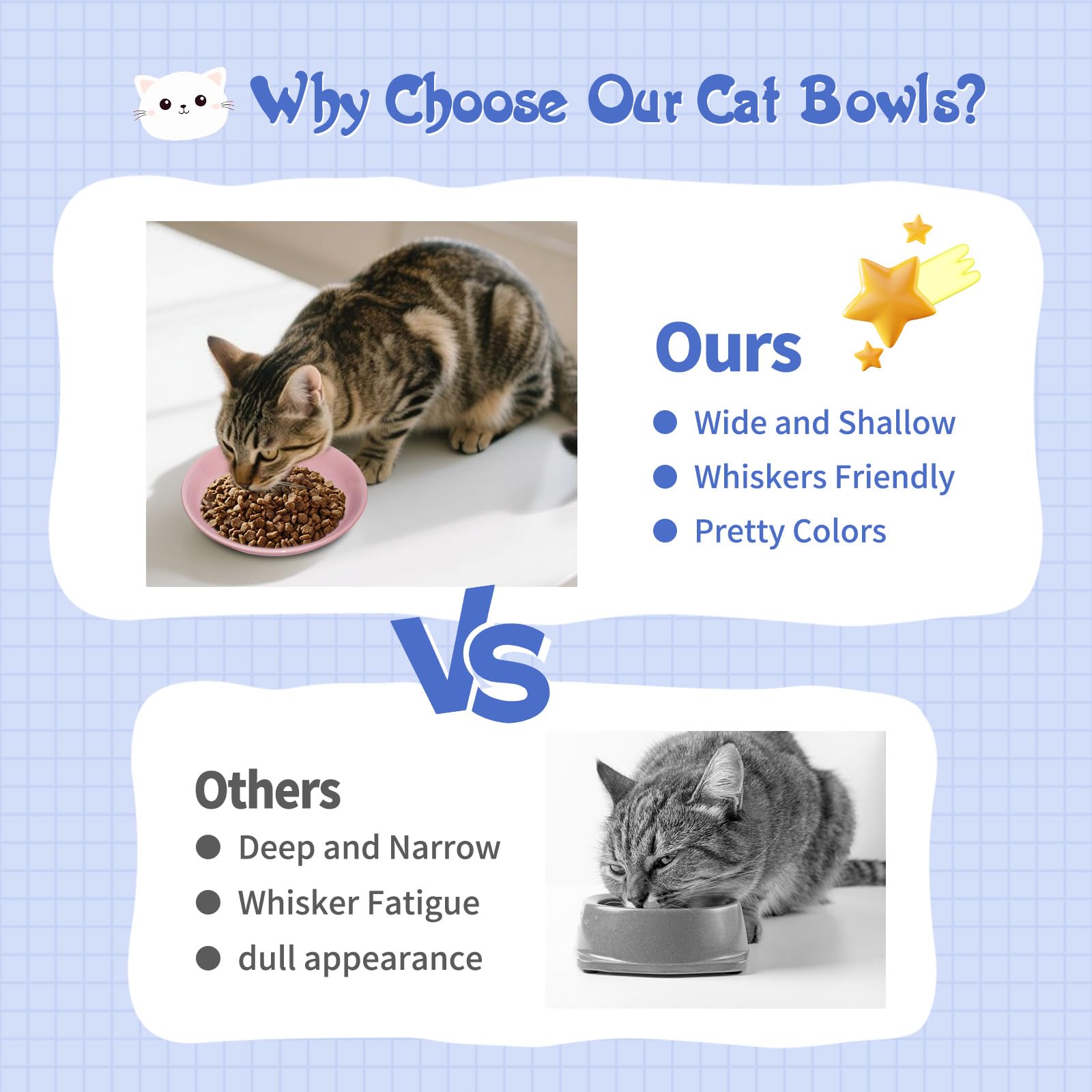 FlaggeZG versatile cat bowls suitable for dry, wet food, and water.