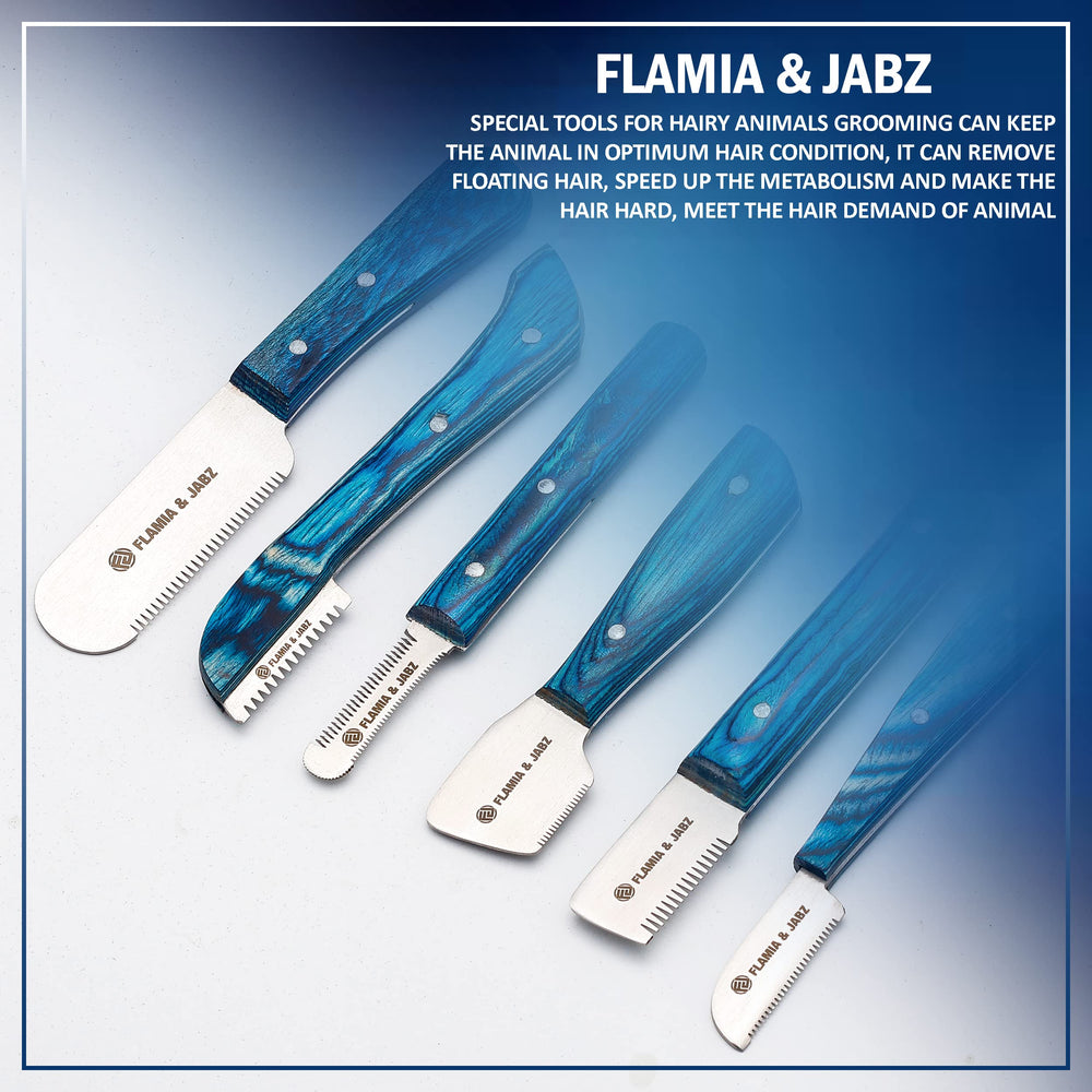 FLAMIA & JABZ blades stainless steel for durable undercoat removal.