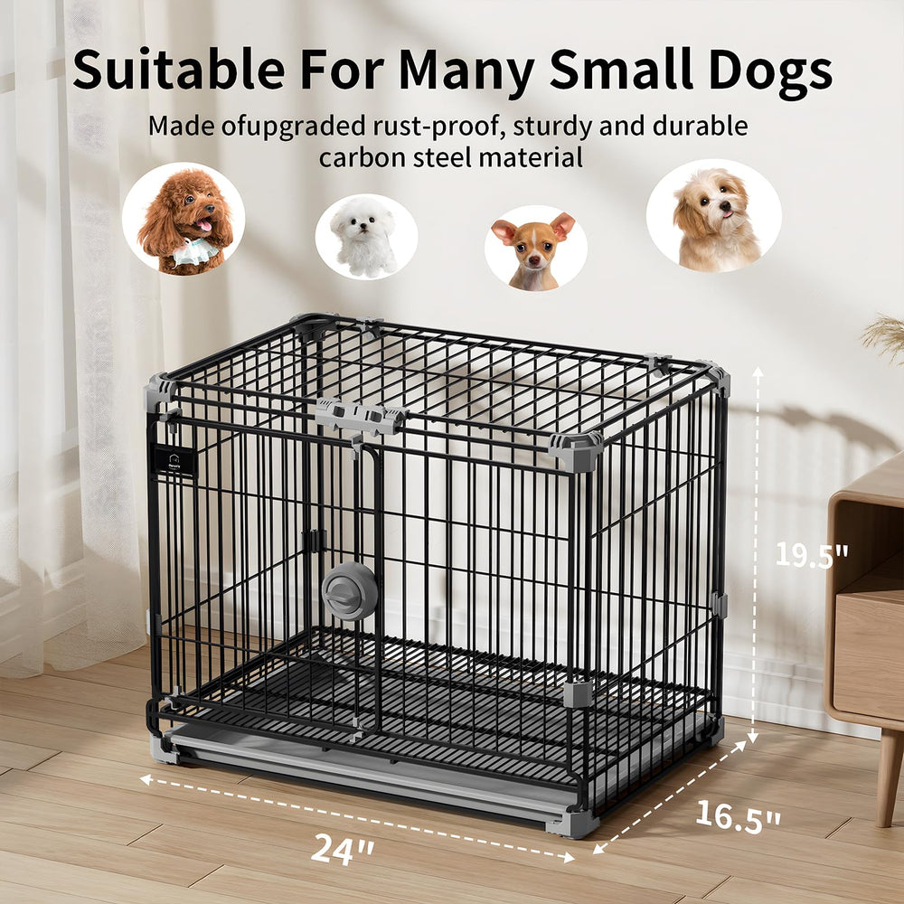 FLARUZIY durable metal dog crate suitable for puppies up to 25 lbs.