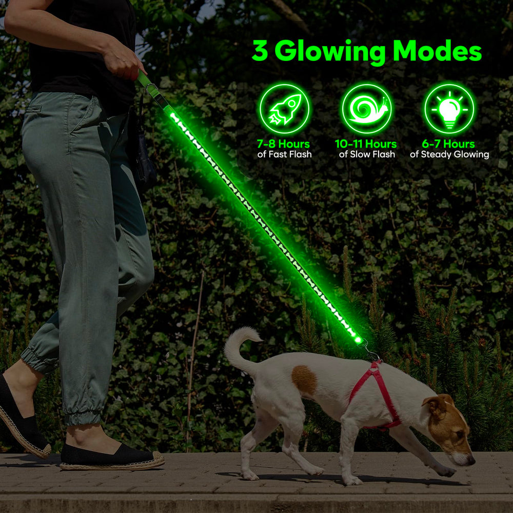 Flashseen 360-visibility dog leash shows all-angle safety