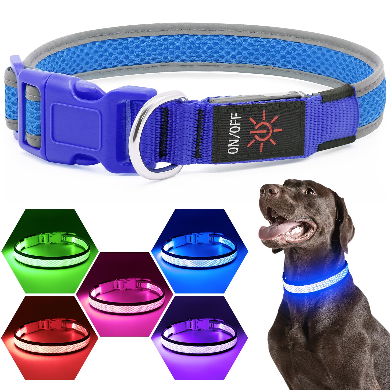 Collar Flashseen USB recargable sin baterías desechables.