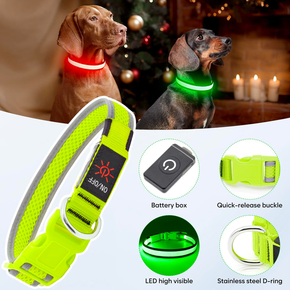 Flashseen-led-dog-collar-lightweight-breathable-nylon emphasizes comfort and durability.