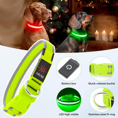 Flashseen-led-dog-collar-lightweight-breathable-nylon emphasizes comfort and durability.
