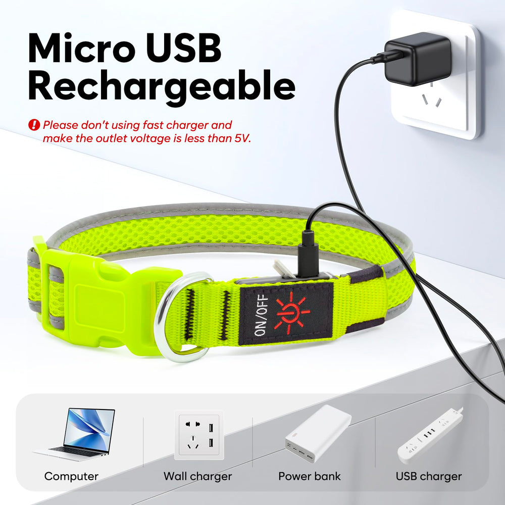 Flashseen LED dog-collar-metal-d-ring-leash-attachment ensures secure leash connection.