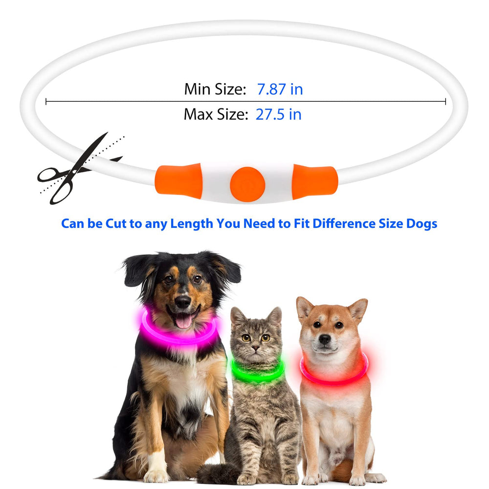Flashseen LED dog collar cuttable length fits various dog neck sizes.