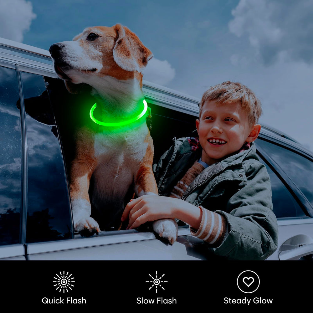Flashseen LED Dog Collar offers steady, quick, and slow flashing modes.