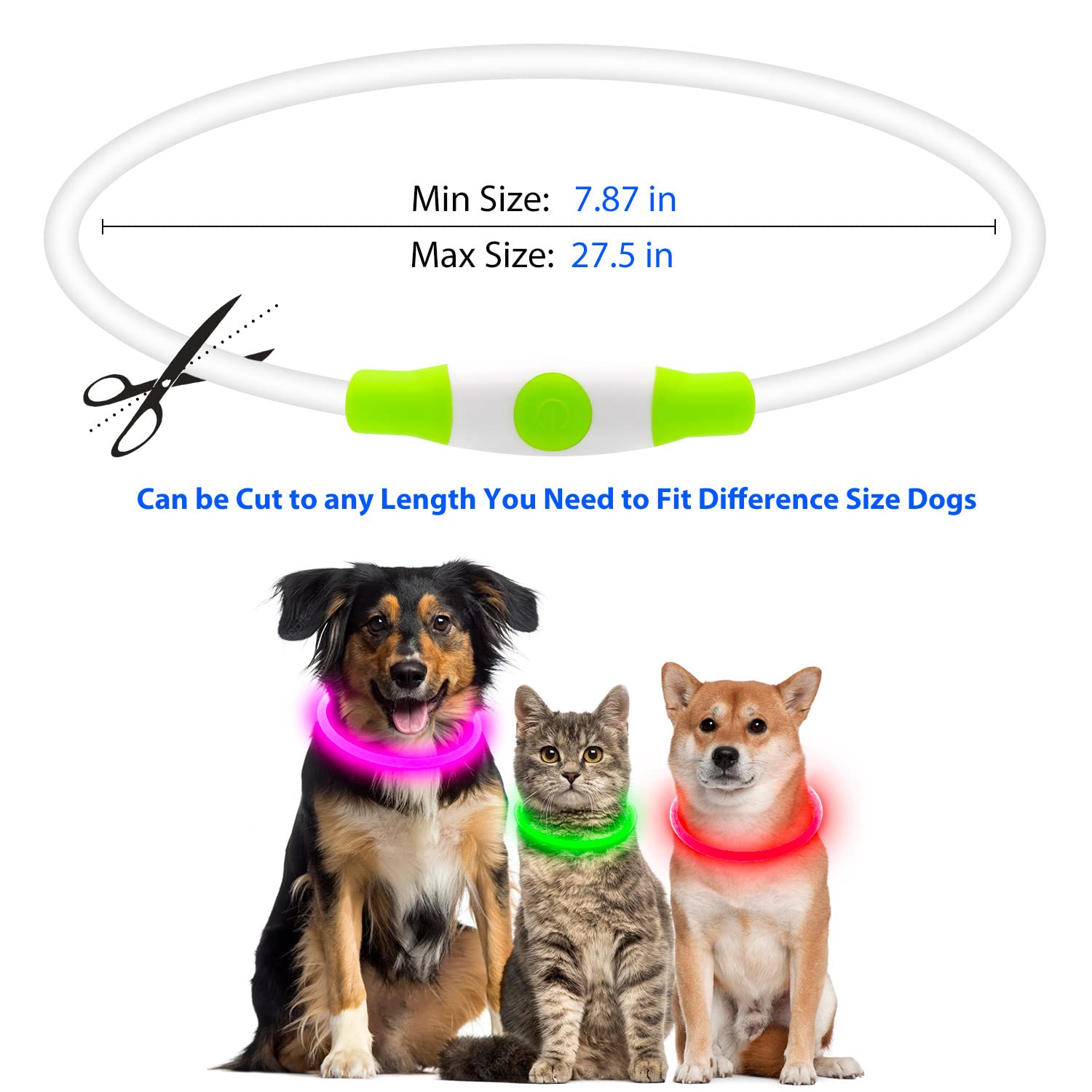 Flashseen LED Dog Collar uses water-resistant TPU for all weather wear.