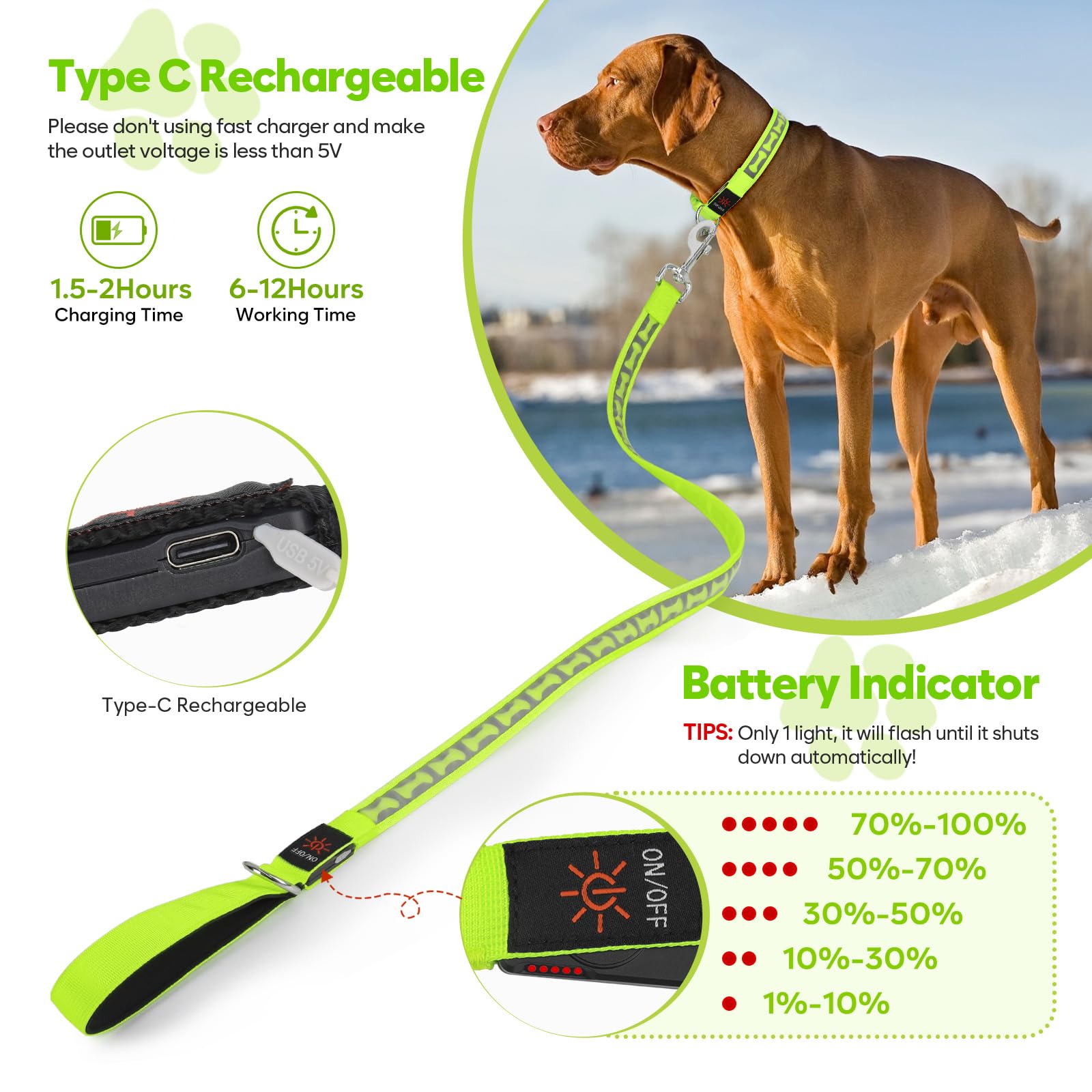 Flashseen padded-handle dog leash offers comfortable grip