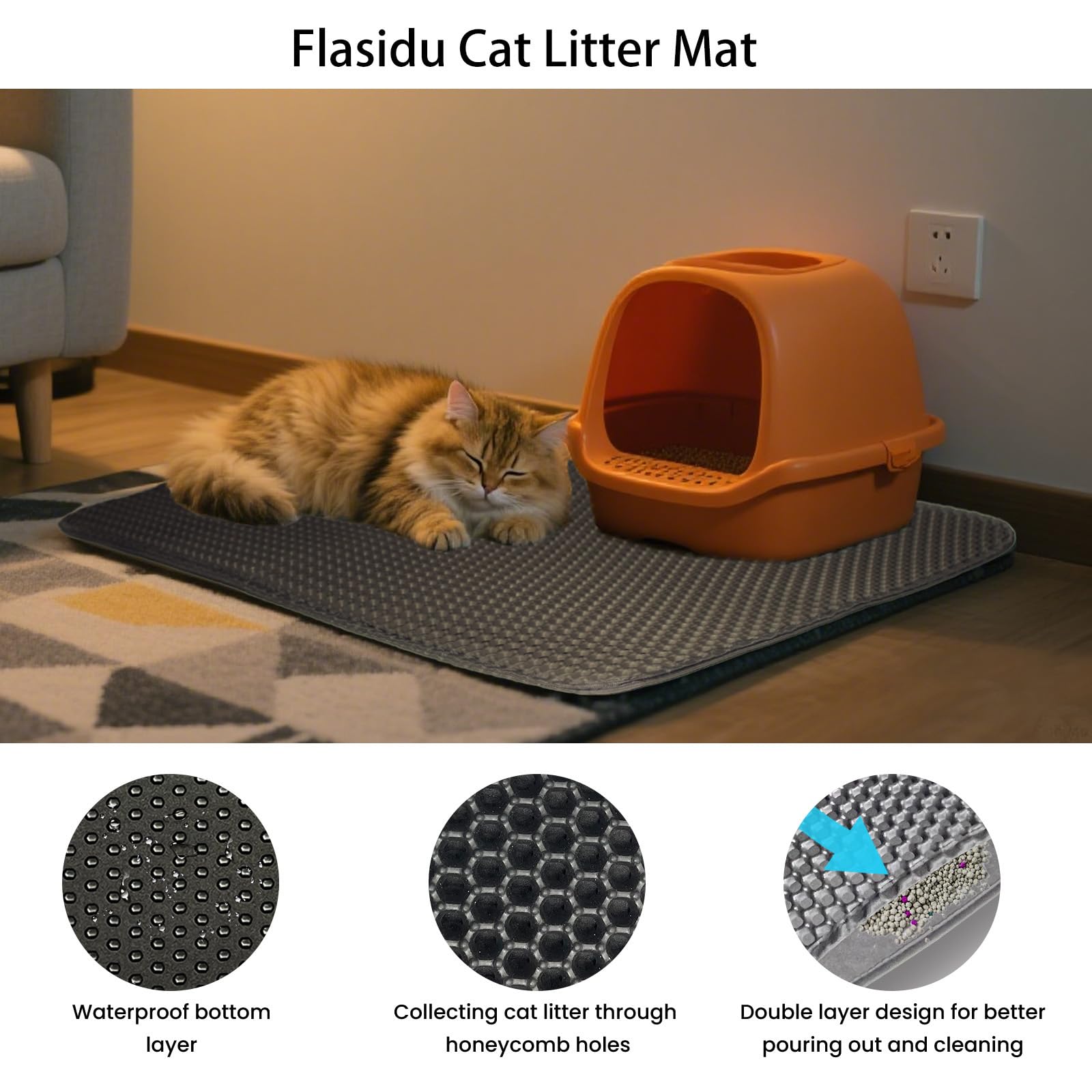 Flasidu cat litter mat bottom layer waterproof base protects floors from moisture.