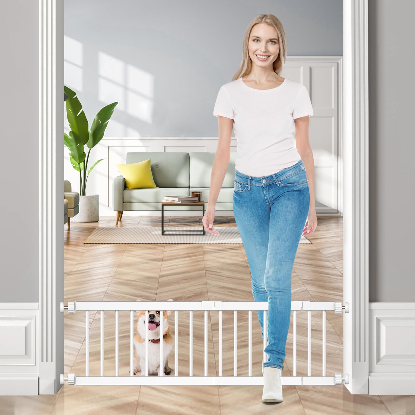 Fldofaves dog gate extension kit shows adjustable width for wide openings