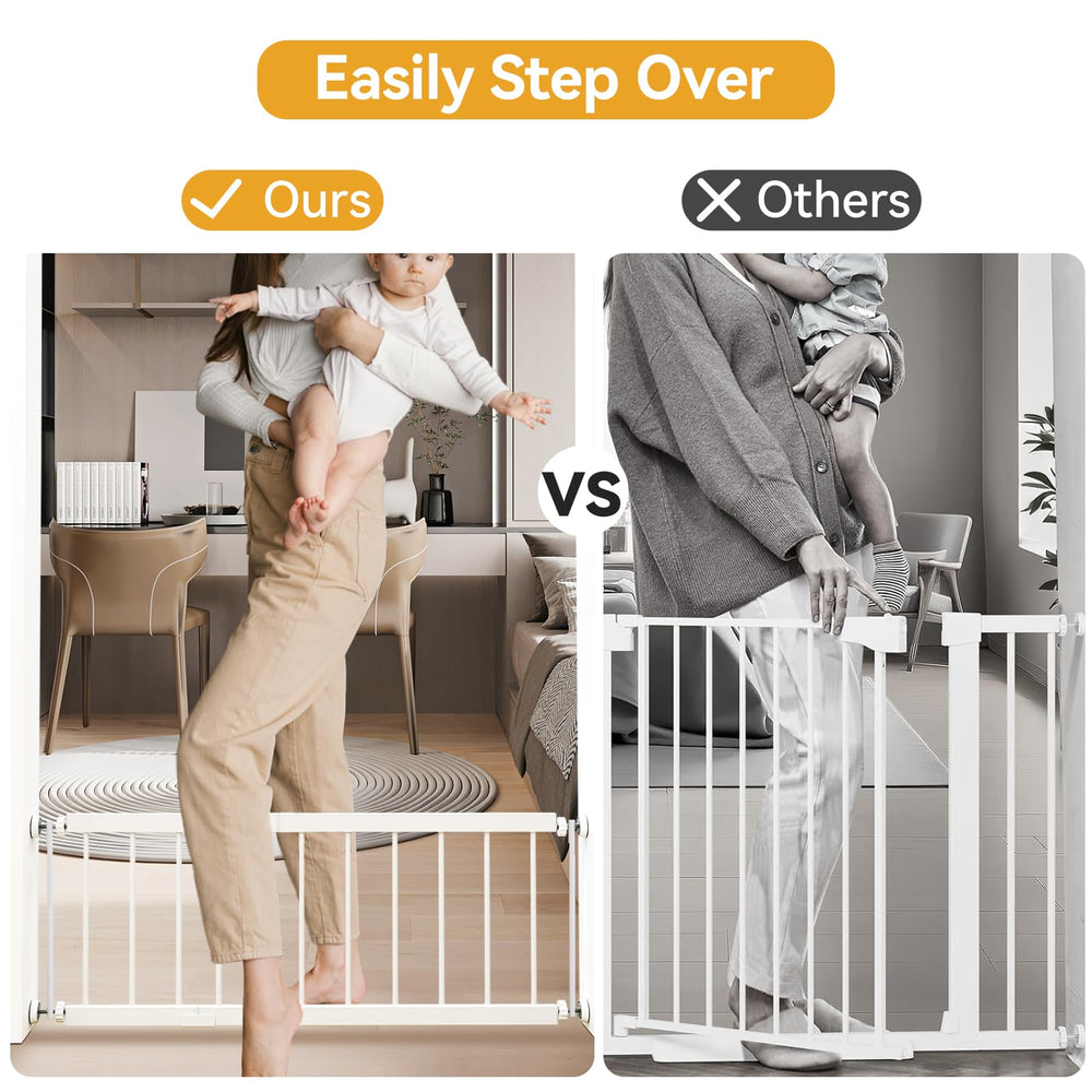 Fldofaves dog gate step-over design enables simple human passage while keeping pets contained