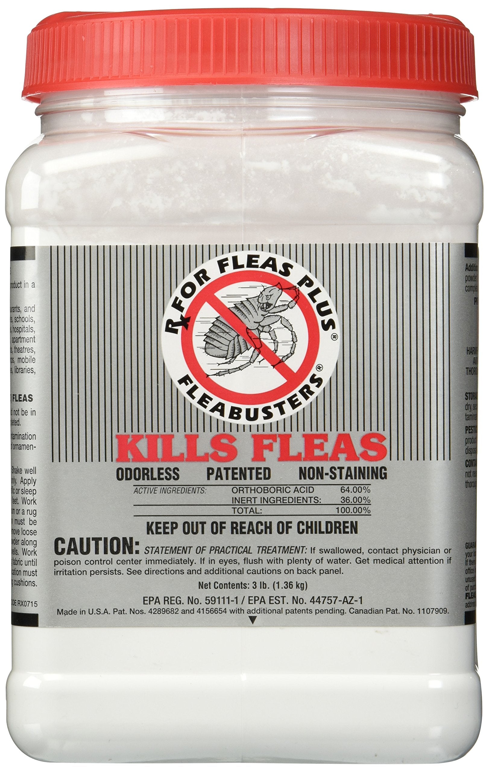 Fleabusters Rx for Fleas Plus canister close-up for easy, long-lasting flea control