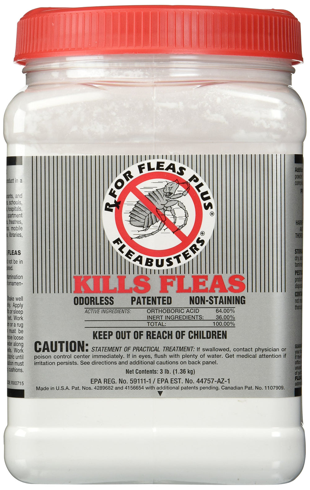 Fleabusters Rx for Fleas Plus canister close-up for easy, long-lasting flea control