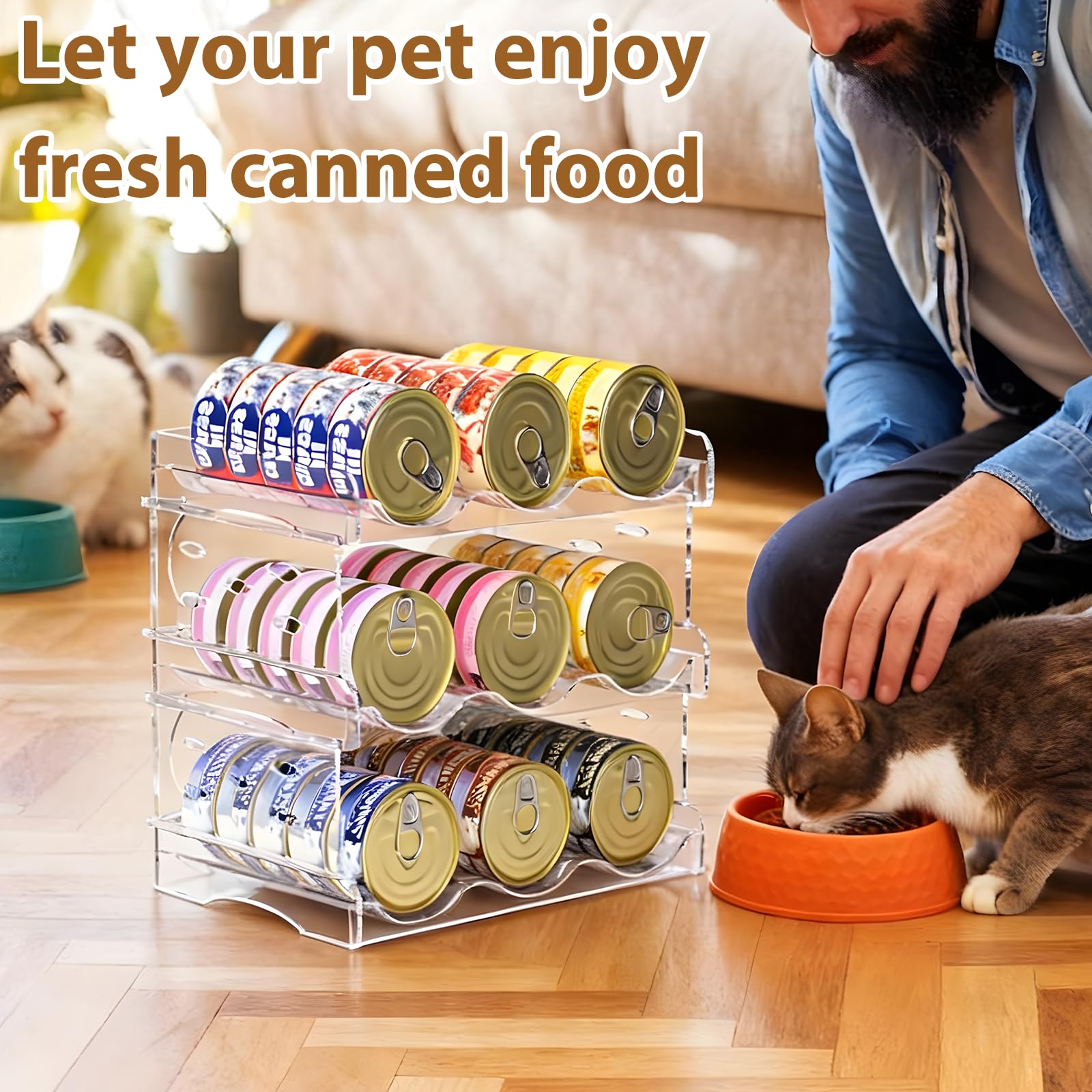 Flenpptly cat can organizer multi-room use fits kitchen, fridge, and living room.