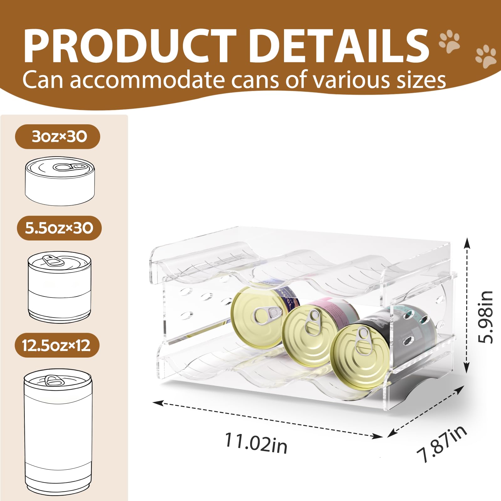 Flenpptly 2-tier organizer shows stacked cans for efficient space use