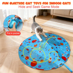 FLERDMAU automatic hide-seek mode cat toy demonstrating engaging chase play and mental stimulation.