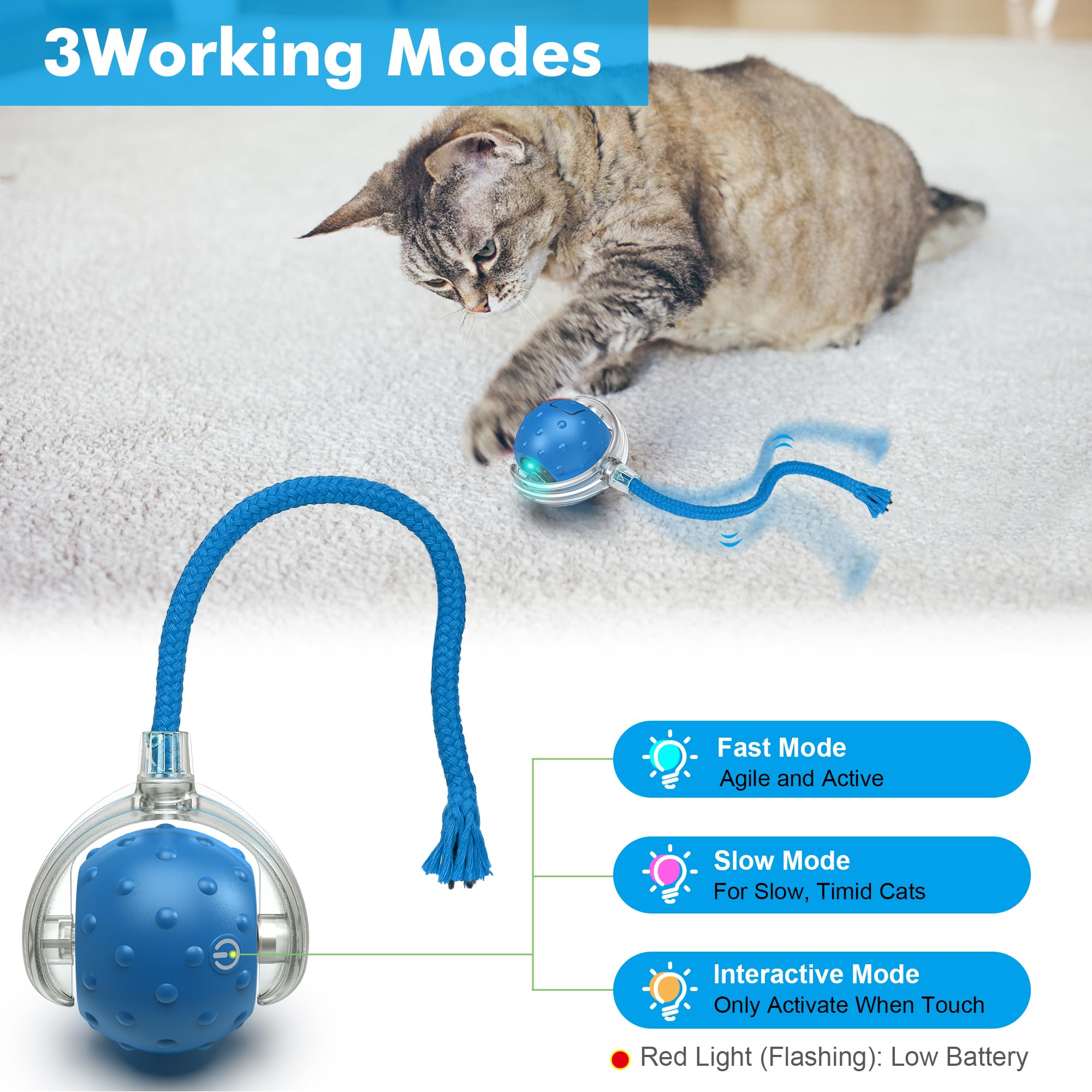 FLERDMAU cat ball chirping sounds activate motion-activated play