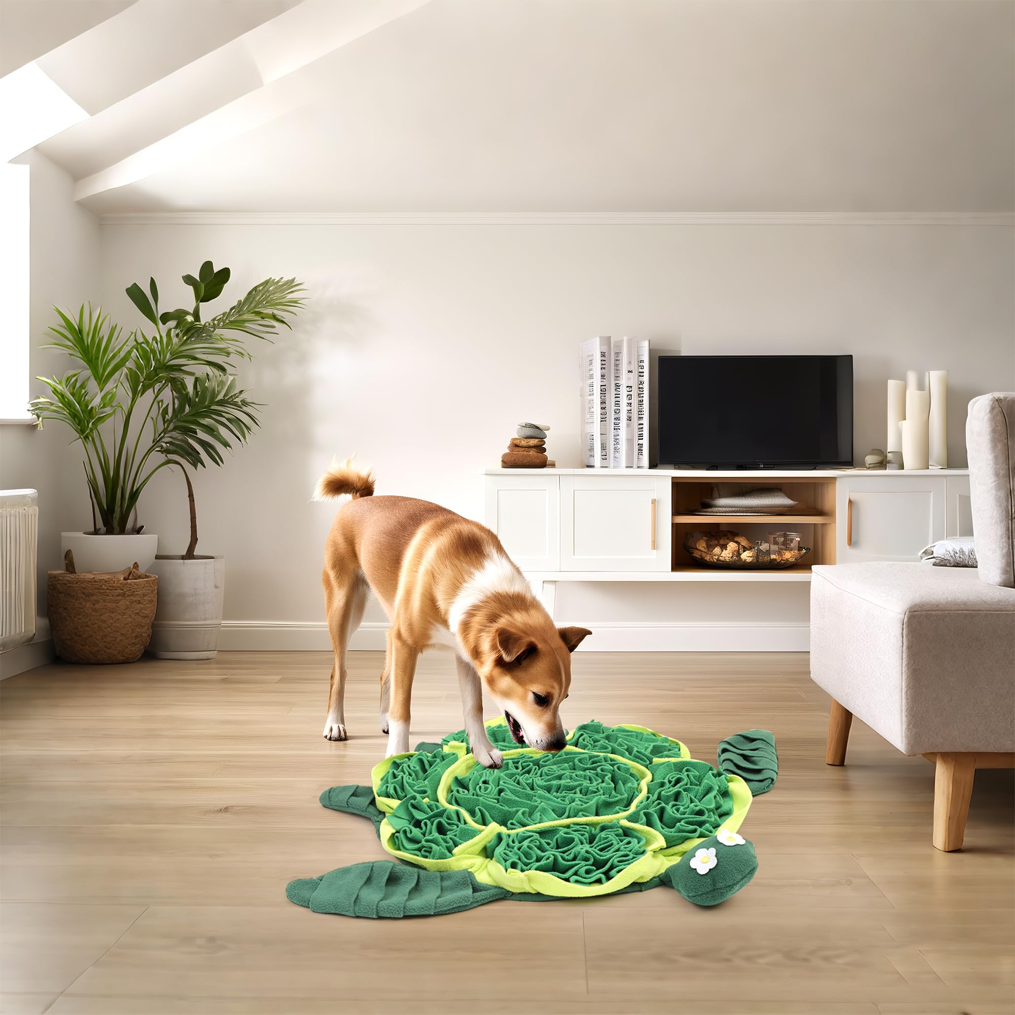 FLERDMAU Snuffle Mat boredom-relief dog-play image conveys off-leash energy and enrichment.