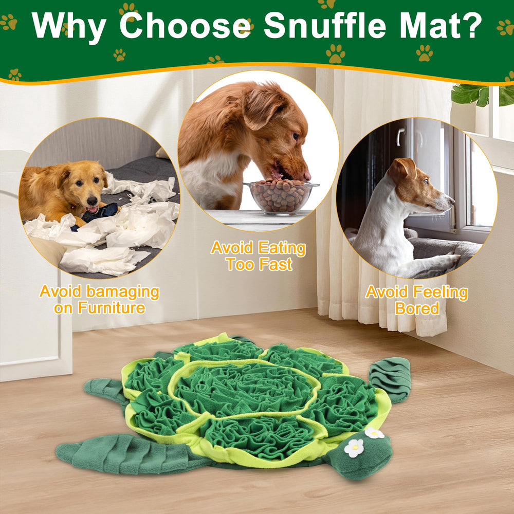 FLERDMAU Snuffle Mat small-dog usage demonstration promotes slow feeding and calm focus.